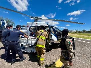 Helicóptero Fuerza Uno traslada a joven en estado grave tras caída en Calvillo