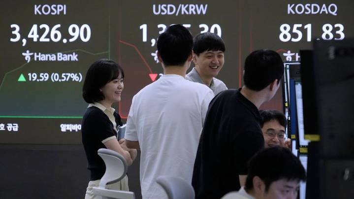 Asian shares trade mixed after Wall Street sets new records