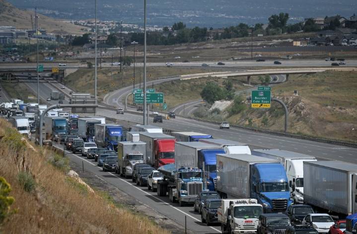 Westbound I-70 closed in Denver for crash Monday