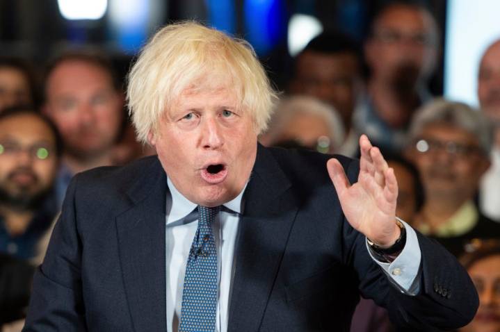 Former U.K. Prime Minister Boris Johnson speaking at Yale in October