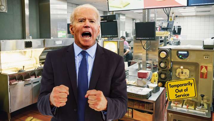 ‘This Is Jim Crow Times A Million!’ Yells Biden After Finding Out The McDonald’s Ice Cream Machine Is Broken