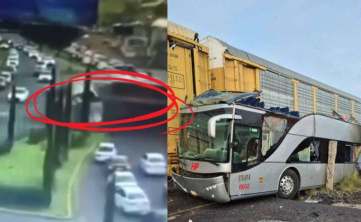 VIDEO: Momento exacto en que tren arrolla autobús en Atlacomulco, hay 8 muertos y varios heridos