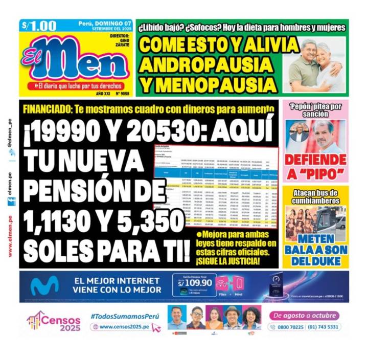 Portada Diario El Men (07/09/2025)