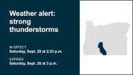 Thunderstorms with marble-sized hail in Northern and Eastern Klamath County and Western Lake County Saturday