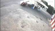 Man narrowly escapes out-of-control car at gas station