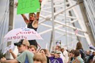 Labor Day protest to Trump administration policies draws hundreds to Broadway Bridge