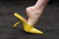 Ferragamo’s chartreuse bags and shoes pop against 1920s