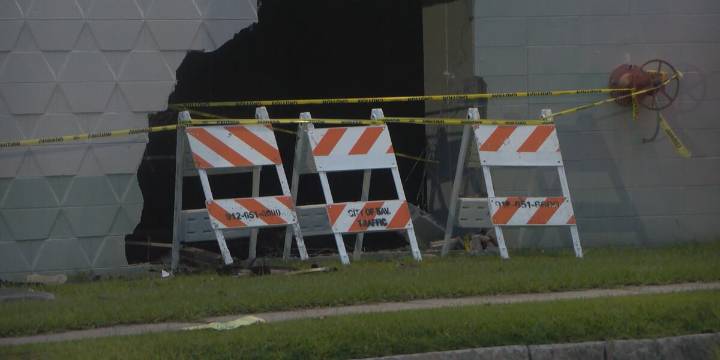 Car crash causes severe property damage early Monday morning