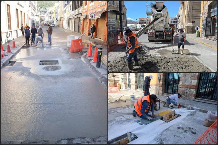 Realizan trabajos de infraestructura vial en el Centro Histórico de Pachuca