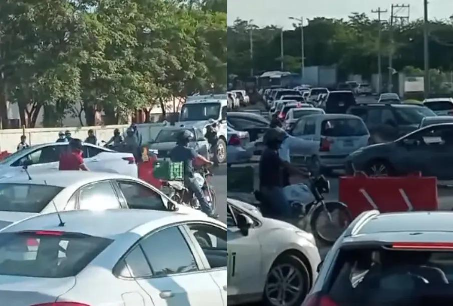 Tráiler varado bloquea avenida Medina Ascencio frente a Home Depot en Vallarta