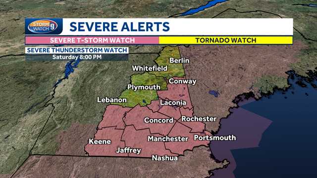 Multiple severe thunderstorm warnings in effect in NH; Isolated tornado possible with any storms