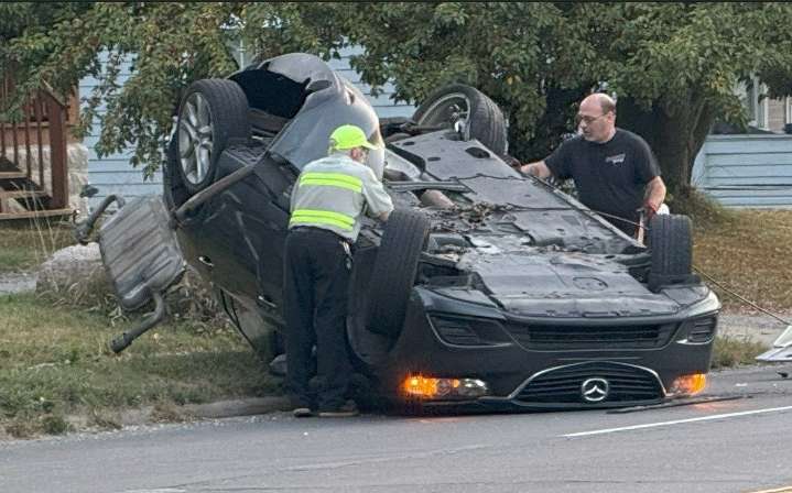 Car flips in two-car crash on Midlothian Boulevard
