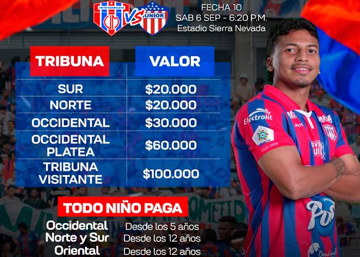 Boletería para Unión vs. Junior en el Sierra Nevada, no habrá acceso a barra visitante