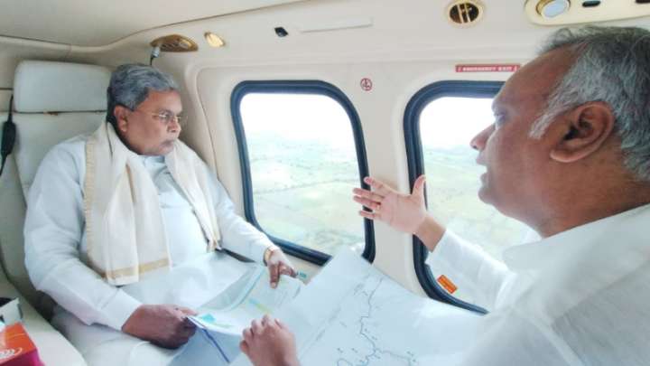 CM Siddaramaiah conducts aerial survey of flood-affected regions in North Karnataka districts