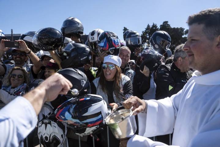 Thousands of motorcyclists converge on Portuguese shrine for annual Blessing of the Helmets