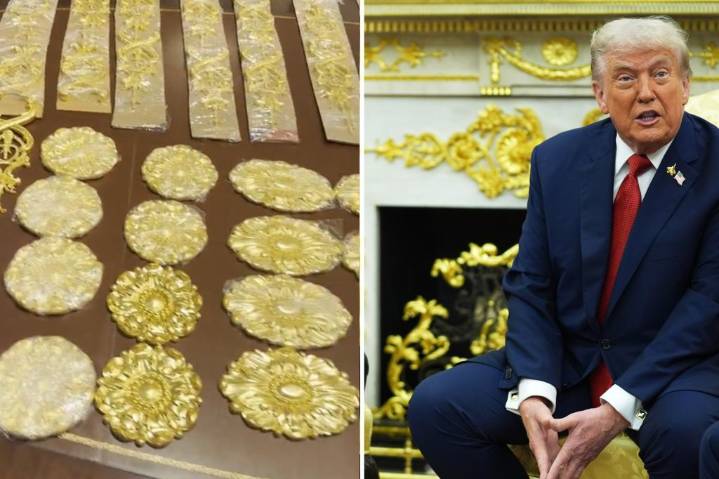 President Trump shows off new White House gold decor in social media video