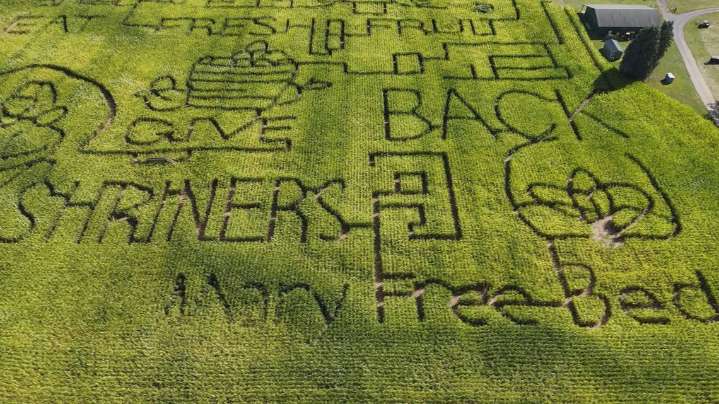 Crane Orchards' corn maze spells gratitude to hospitals that healed their own