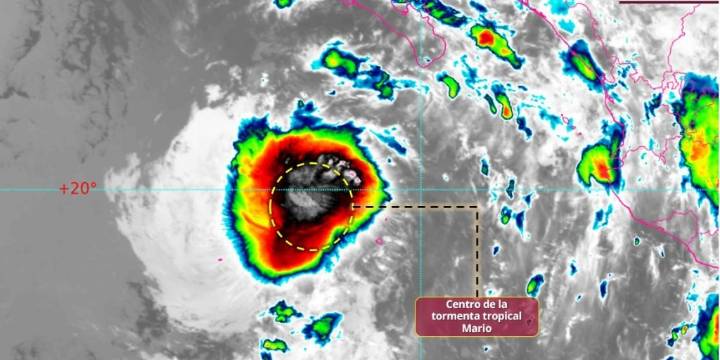 Tormenta Tropical Mario se aproxima a Baja California Sur con lluvias, viento y oleaje elevado