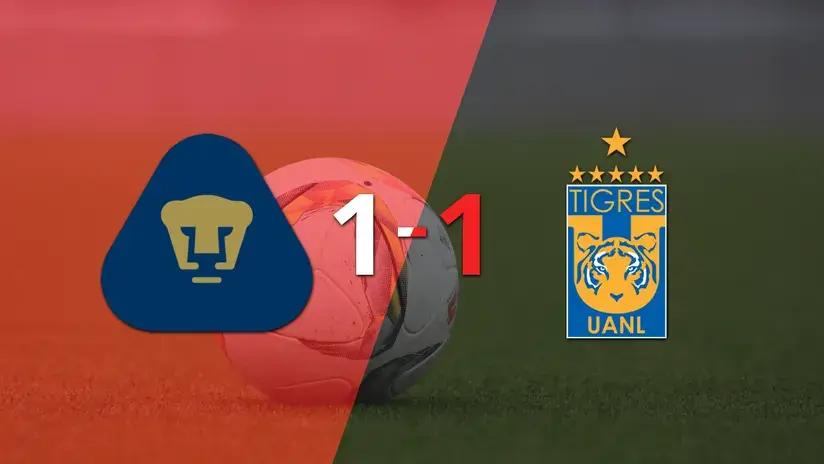 Liga MX: Tigres rescató un empate agónico frente a Pumas UNAM