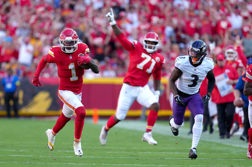 Mahomes brilla para Chiefs, Jackson se suma a lesiones en Ravens y Kansas City gana 37