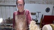 Kulczyk to demonstrate how he creates art out of raw wood