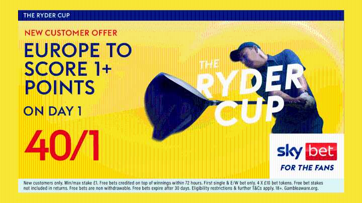 Ryder Cup Betting Offer: Get 40/1 Europe to Score 1+ Points on Day 1 with Sky Bet