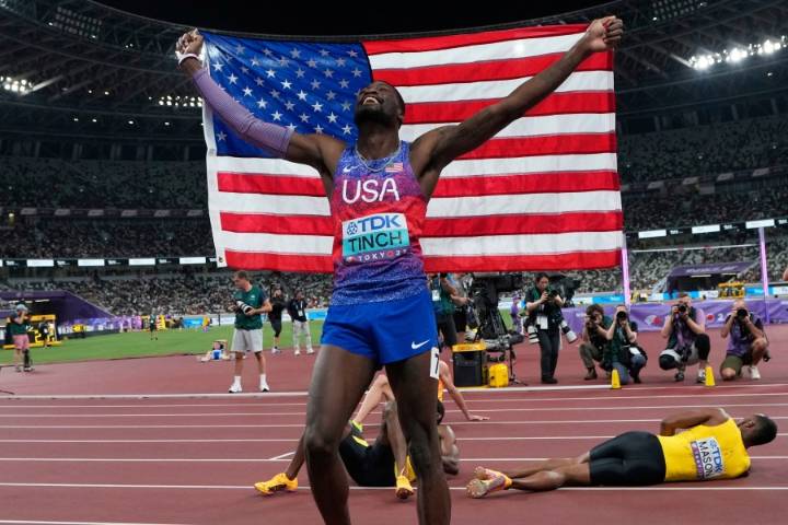 American Cordell Tinch goes from the 'couch' to gold medalist in the track and field worlds