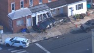 Car crashes into porch of Philly home Thursday