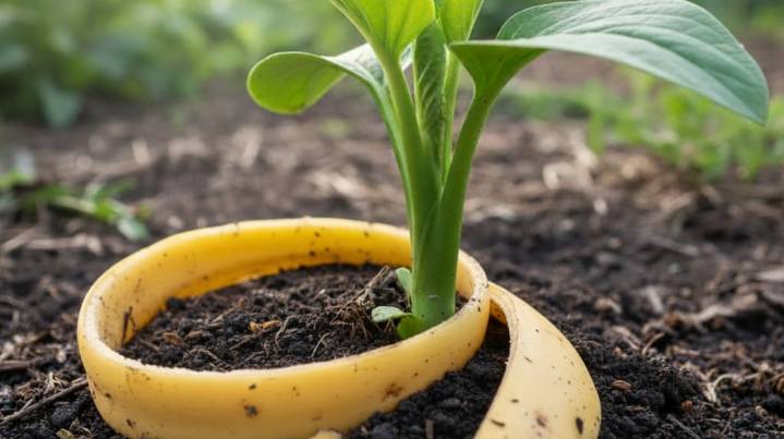 No es por estética: para qué sirve enterrar cáscaras de banana junto al tallo de las plantas