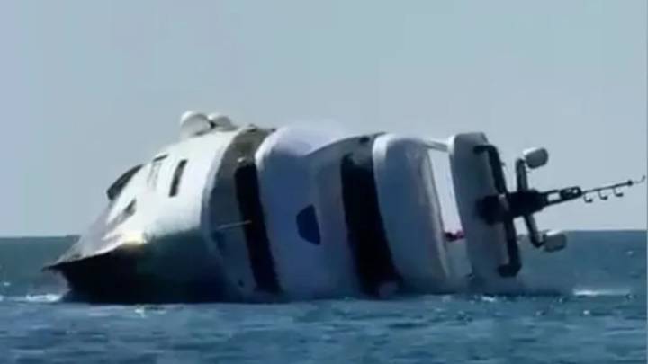 Horror as £700k luxury yacht capsizes & SINKS moments after it takes to water for maiden voyage off Brit holiday hotspot