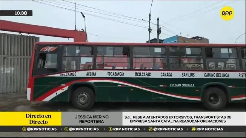 SJL: pese a atentados extorsivos, transportistas de empresa Santa Catalina reanudan parcialmente operaciones