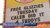 The Wiener's Circle free hot dogs available Tuesday after QB Caleb Williams throws for 4 touchdowns during Chicago Bears game