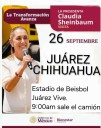 Moviliza acarreo guinda a juarenses para llenar el estadio en visita de Sheinbaum
