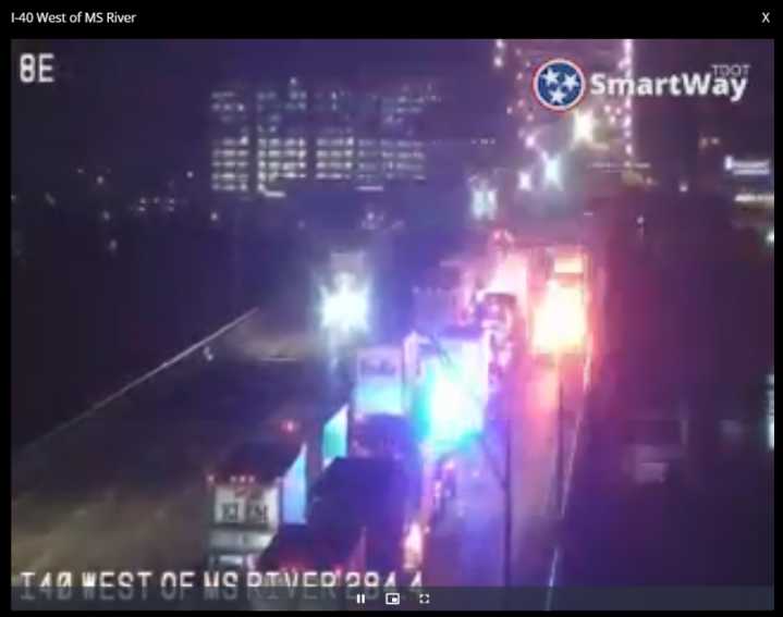 Overturned vehicle causes major traffic backups along I