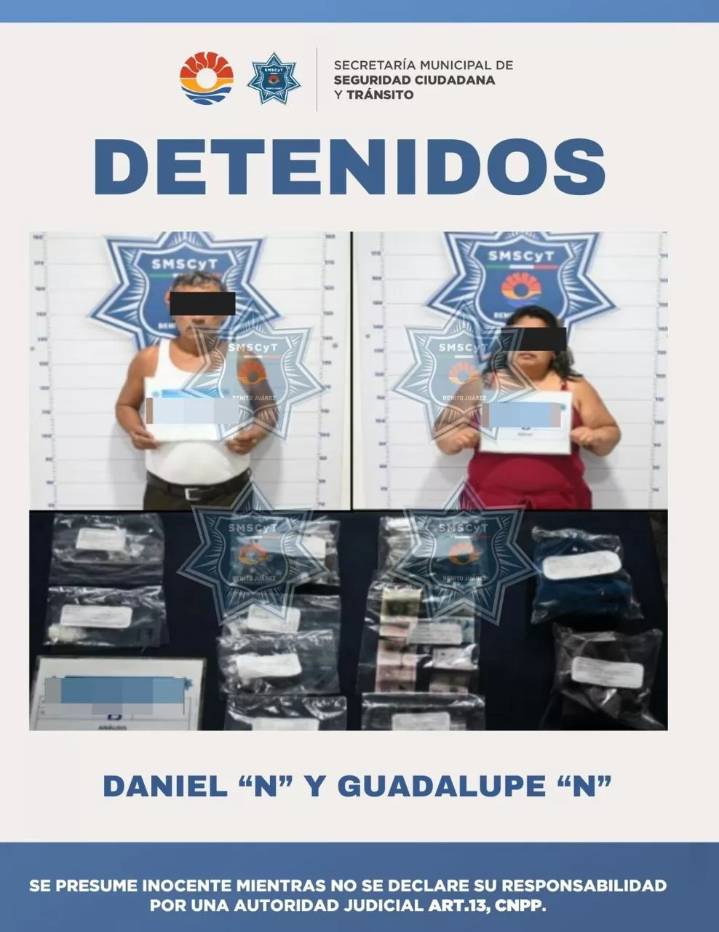 Cae pareja de narcomenudistas en la Supermanzan 247 de Cancún