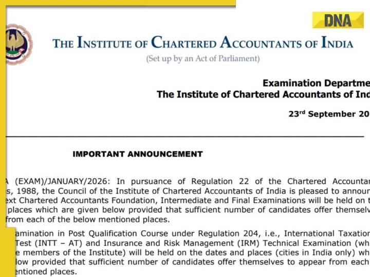 ICAI CA January 2026 Exam Schedule Out: Check datesheet for Final, Inter and Fou