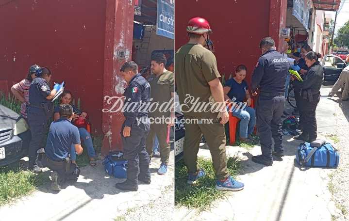 Ciclista ocasiona que conductora de una moto derrape en Motul