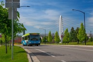 Double-decker buses debut in Cheney with STA ribbon