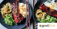 A sticky situation: These tender pork ribs are glazed to glossy perfection