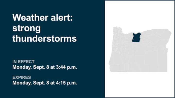Thunderstorms with penny-sized hail in North Central Oregon Monday – gusts up to 40 mph