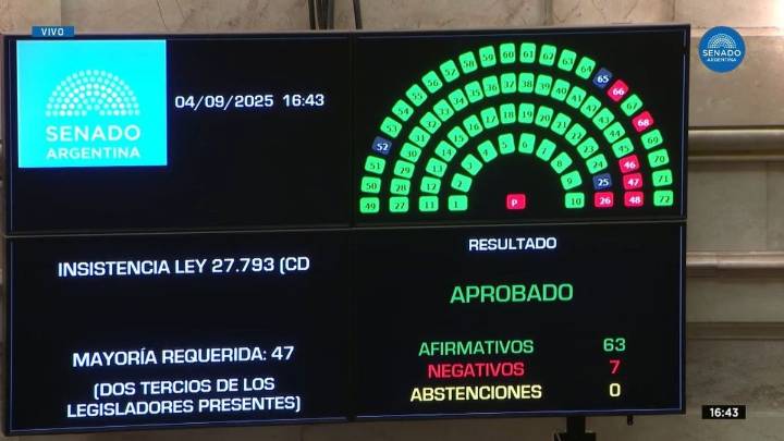 Senado: la oposición rechazó el veto de Milei y reactivó la ley de emergencia en discapacidad