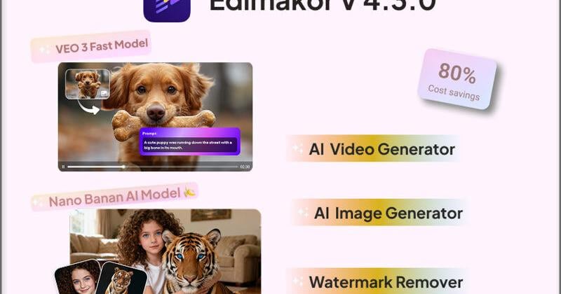 Edimakor V4.3.0 Unveils AI Video and Enhanced Image Creation with Veo 3 and Nano Banana