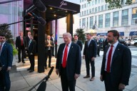 Trump having dinner at a restaurant near the White House to promote his Washington crackdown