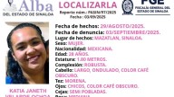 Reportan desaparición de Katia Janeth en Mazatlán