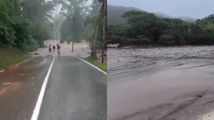Cierran paso de vehículos por crecida del río en Ocumare de la Costa