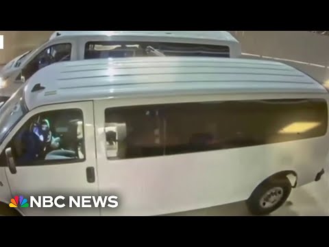Surveillance video shows the moment a van is hit outside a Dallas ICE facility