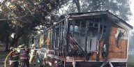 Dog dies and mobile home deemed total loss following early morning fire on Jim Pickens Rd.