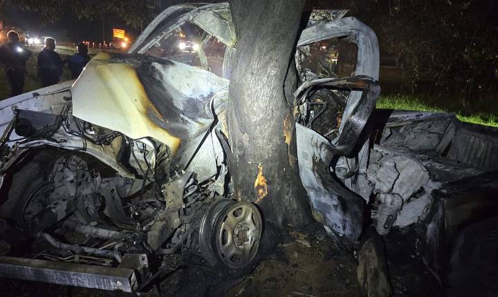 Conductor de 17 años fallece calcinado tras chocar contra árbol en la Ruta 66