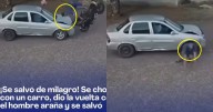 “Es el verdadero Hombre Araña”: motociclista se salva de un choque tras hacer una pirueta accidental