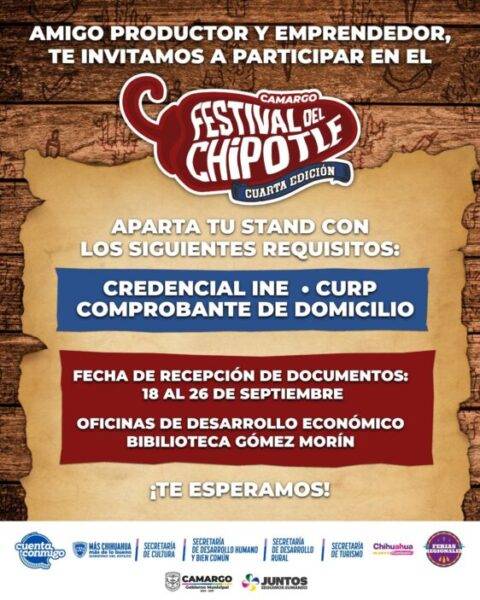 Invita Gobierno Municipal a productores y emprendedores a participar en el Festival del Chipotle, cuarta edición